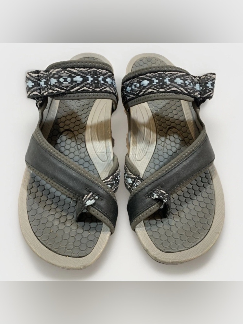 Baretraps Slide Sandal Women's 9M Deserae Gray Light Blue Adjustable Sporty